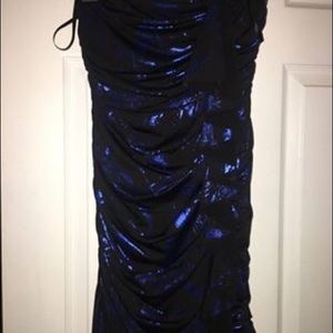 Strapless Shiny Black and Blue Dress!